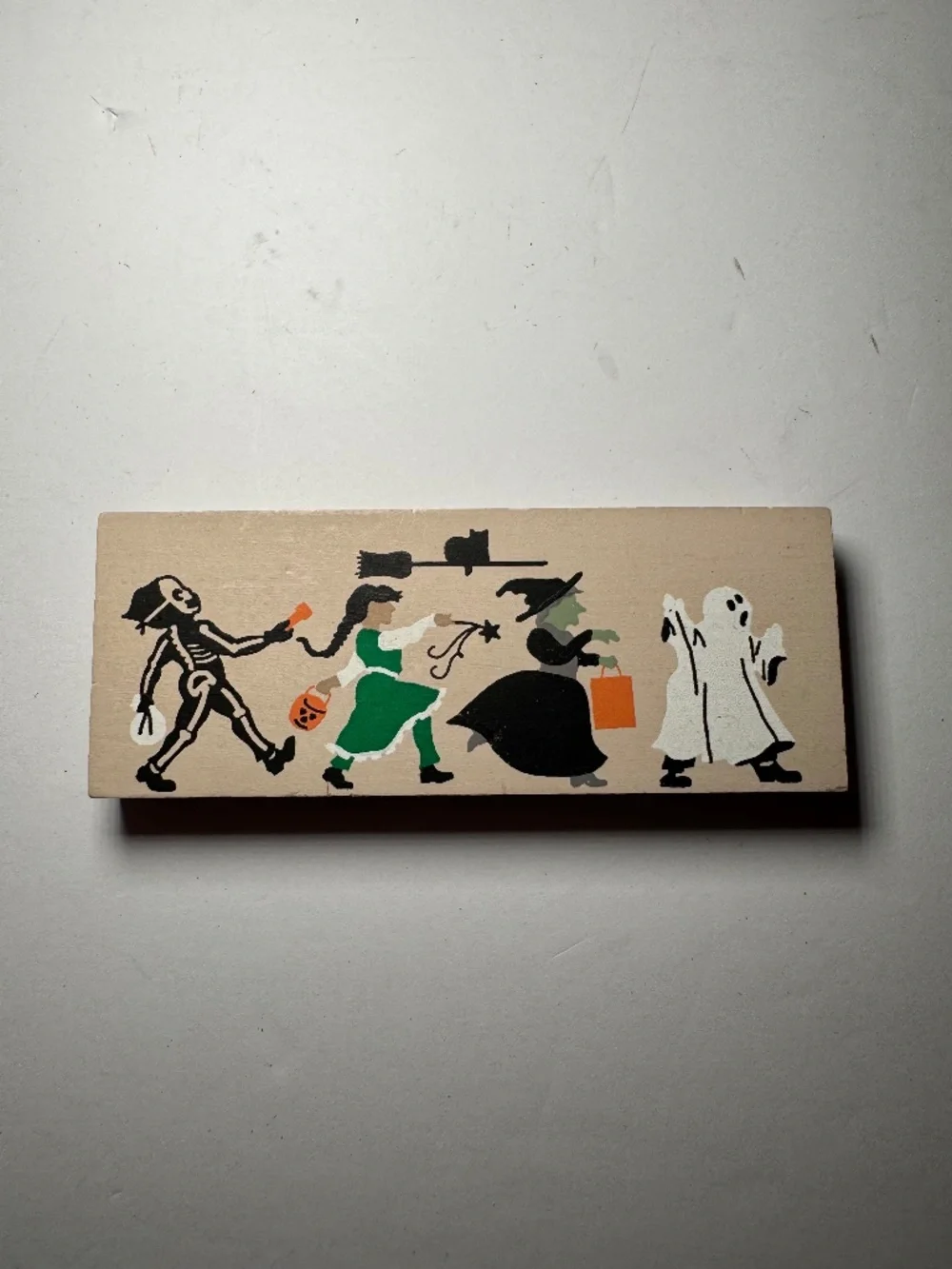 Vintage Cat's Meow Halloween Parade Skeleton Witch Ghost Wood Shelf Sitter